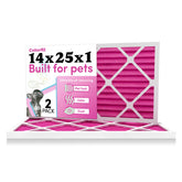 Colorfil 14x25x1 air filter two-pack shows pink color shift signaling odor filtration