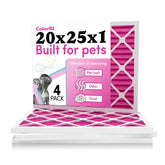 Colorfil 20x25x1 air filter with pink-to-yellow color shift indicating odor filtration in real time.