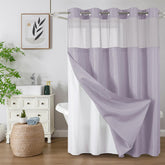 Colorful Star no-hook shower curtain in lavender, easy setup and hotel-style privacy.