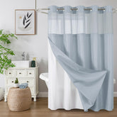 Colorful Star no-hook shower curtain with snap-in liner, easy installation