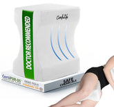 ComfiLife knee pillow between knees improves hip alignment for side sleepers.
