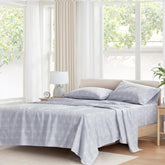 Comfort Spaces Adelia Gray flat sheet shown with soft, breathable cotton for all-season comfort