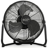 Comfort Zone 12-Inch low-profile fan front view with durable metal build for reliable cooling