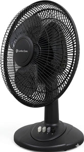 Comfort Zone 16-inch fan front view showing powerful airflow for larger rooms