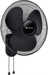 Comfort Zone 16-inch wall-mount fan providing space-saving cooling for home or office