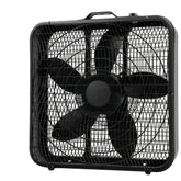 Comfort Zone 20-inch box fan front view with carry handle for easy portability.