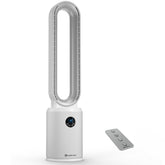 Comfort Zone bladeless tower fan front view delivers steady, quiet cooling for bedrooms.
