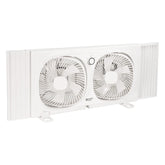 Comfort Zone 9-Inch twin window fan with two heads for customizable airflow.