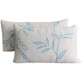 ComfySleep bamboo pillow top view, two fluffy queen pillows for cooling comfort.