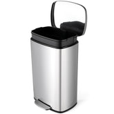 ComfyCorner 8gal trash can with brushed stainless exterior for a sleek kitchen look.