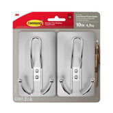 Command X-Large satin-nickel triple hooks in package for easy, damage-free hanging.