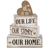 Conelist farmhouse heart sign tabletop decor adds warm rustic charm to any shelf.