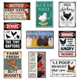 CONHUIDF funny chicken coop sign set 01 in durable metal for outdoor use.