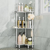 Consumest Corner Shower Caddy Standing shows assembly guide for quick setup in small bathrooms.