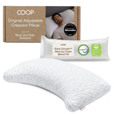 Coop Home Goods Original Crescent Pillow loft view showcases adjustable height for personalized comfort
