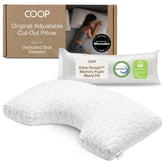 Coop Home Goods original cut-out pillow for side sleepers with shoulder support.