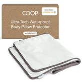 Coop Home Goods Ultra-Tech body pillow protector with waterproof coverage protecting memory foam.