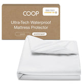 Coop Home Goods Ultra Tech mattress protector top layer provides waterproof protection for peaceful nights