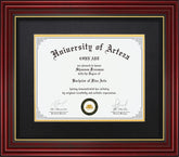 CORE ART diploma frame front view in cherry red offers a sophisticated display for diplomas or certificates.
