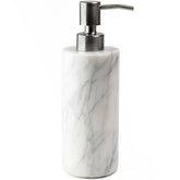 Cork & Mill marble soap dispenser with white marble front, elevating hand washing spaces.