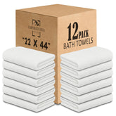 Corporate Hills CH white bath towels bulk pack folded, ready for guest rooms and quick turnovers.