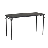 Cosco 20x48 vinyl top folding table with black surface, ideal for gatherings.