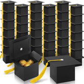 COTOPHER 100 Pcs Graduation Candy Boxes with black cap and gold tassel, ideal as party favors.