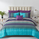 Cottolester Boho Comforter Set in aqua paisley adds vibrant focal point to your bed.