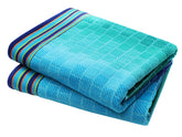 COTTON CRAFT oversized blue-tiles beach towel, full view for lounging.
