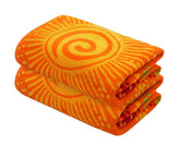 Cotton Craft oversized beach towel flat lay in sunshine orange yellow for sunbathing.
