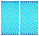 Cotton Craft oversized XL beach towel in pool blue for poolside lounging