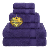 Cotton Paradise 6-piece towel set purple, plush and absorbent for daily bathroom use.