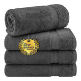 Cotton Paradise dark gray Turkish towel set in hero image, plush and absorbent for daily use.