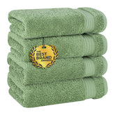 Cotton Paradise Turkish hand towels in Sage Green, four-piece set for daily bathroom use.