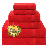 Cotton Paradise Turkish towel set in red with six pieces for a plush, quick-drying experience.