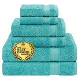 Cotton Paradise Turkish towel set bath towels in turquoise offer plush comfort and fast drying.