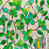 COUNTEWOL greenery leaf pattern window film provides privacy while keeping light.