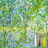 COUNTEWOL Leaf Rainbow window film with green leaves and rainbow glow, enhances privacy and light