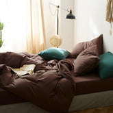 CoutureBridal queen mocha duvet cover in soft microfiber for sleep comfort