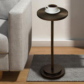 COVLON drink table with engraved top in brown, ideal for drinks and decor.
