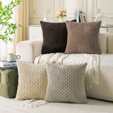Cozoomy beige coffee corduroy pillow cover 18x18 adds soft texture to sofa decor.