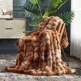 Cozy Bliss bubble shape faux fur throw for plush movie-night comfort