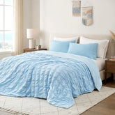 Cozy Bliss cooling seersucker plaid bedding for king size nights.