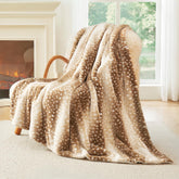 Cozy Bliss deer-striped throw front view with plush faux fur texture for lounging