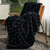 Cozy Bliss faux fur throw blanket on a sofa for quick cozy warmth