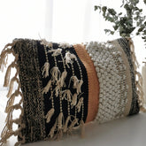 COZYDEKO boho lumbar cover with textured tufted detail enhances seating comfort.