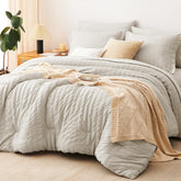 CozyLux California King seersucker comforter front view shows textured warmth and lightweight coziness