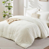 CozyLux full-size ivory seersucker comforter set with seven pieces for all-season warmth.