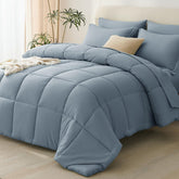 Cozylux full-size comforter set in grayish blue for all-season warmth and softness.
