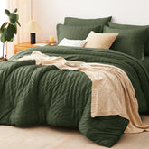 CozyLux king size seersucker bed set displayed for all season comfort